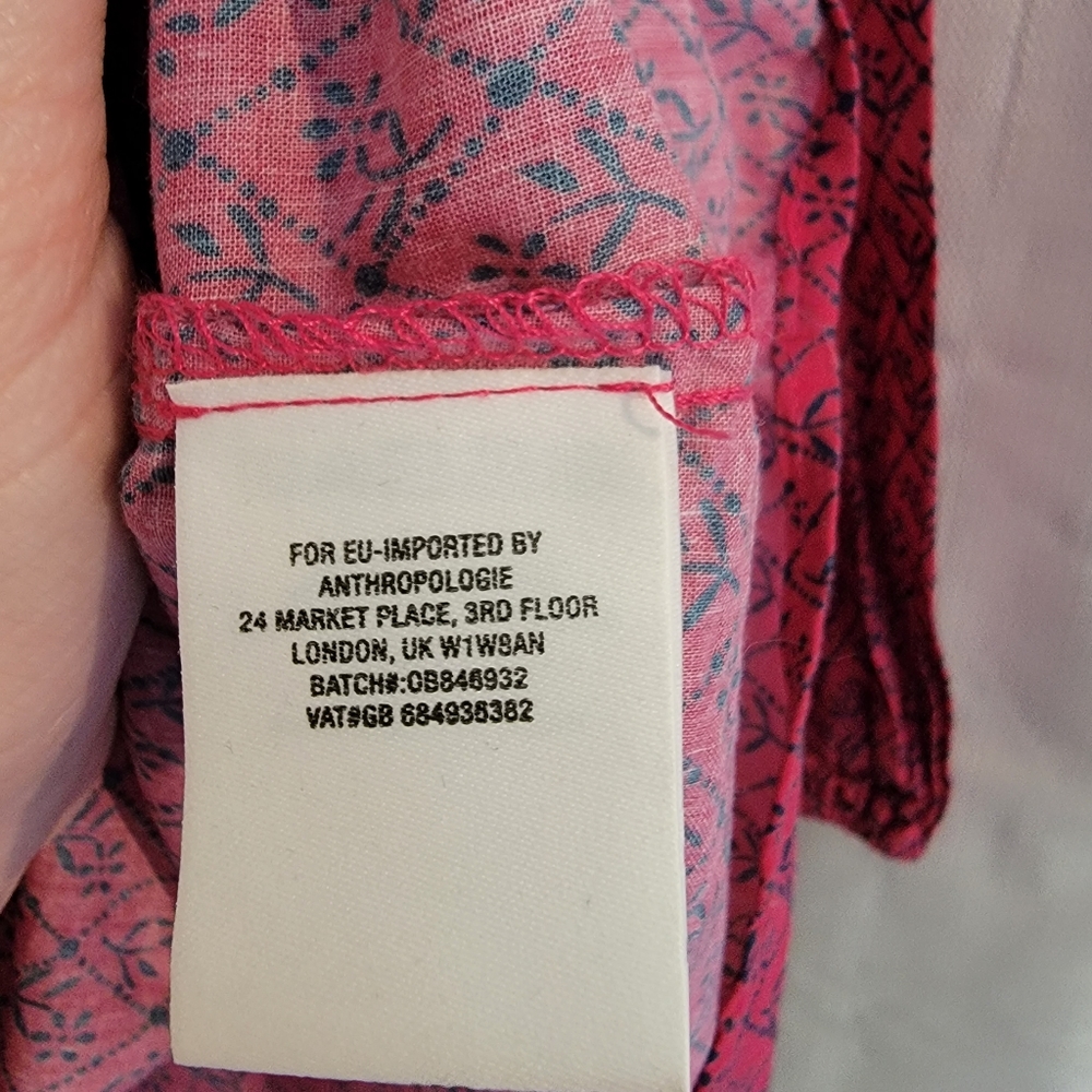 Anthropologie Maeve Red Raspberry Floral Off The Shoulder Blouse - Picture 8 of 9